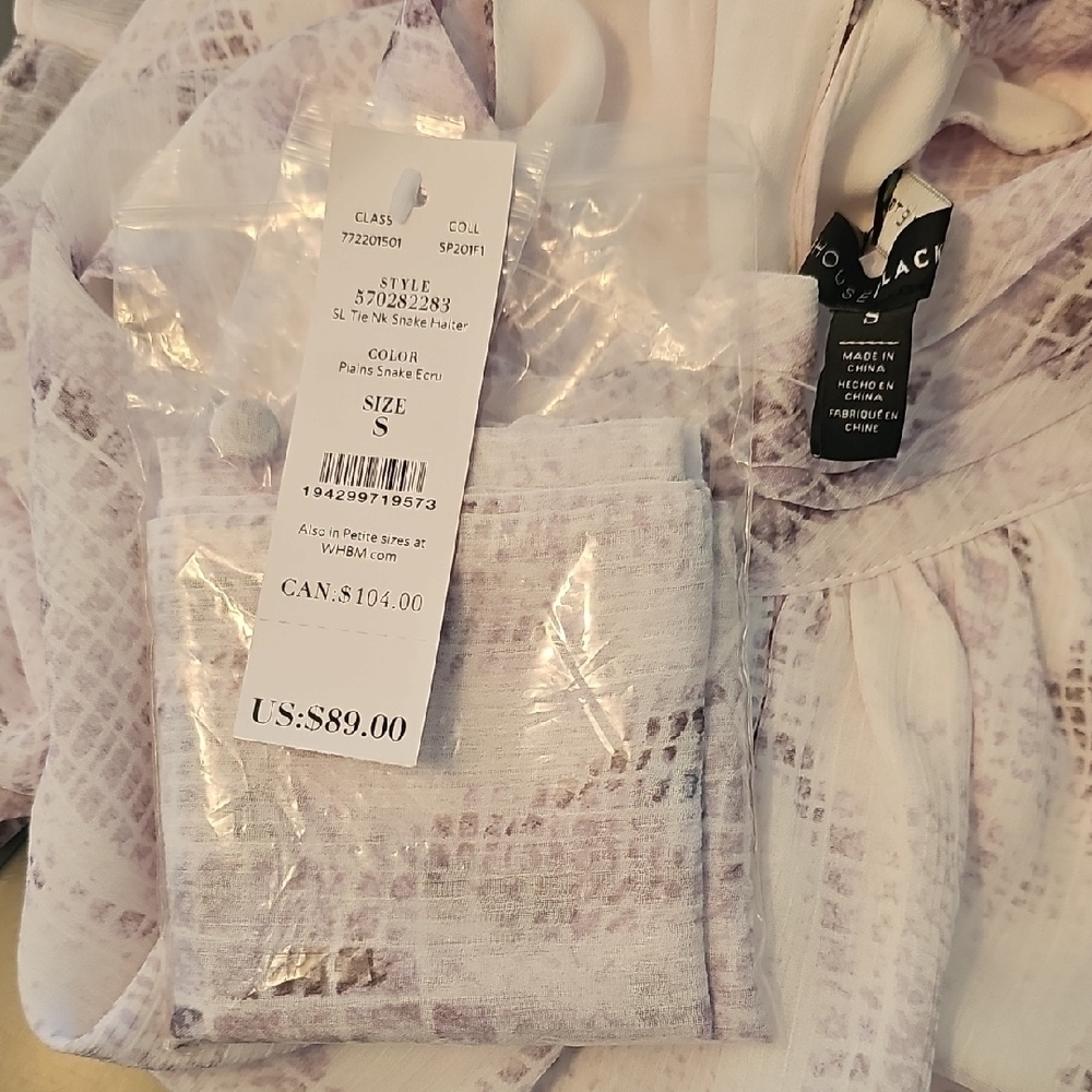 WHBM White and Purple Snake Halter Top - Picture 4 of 6